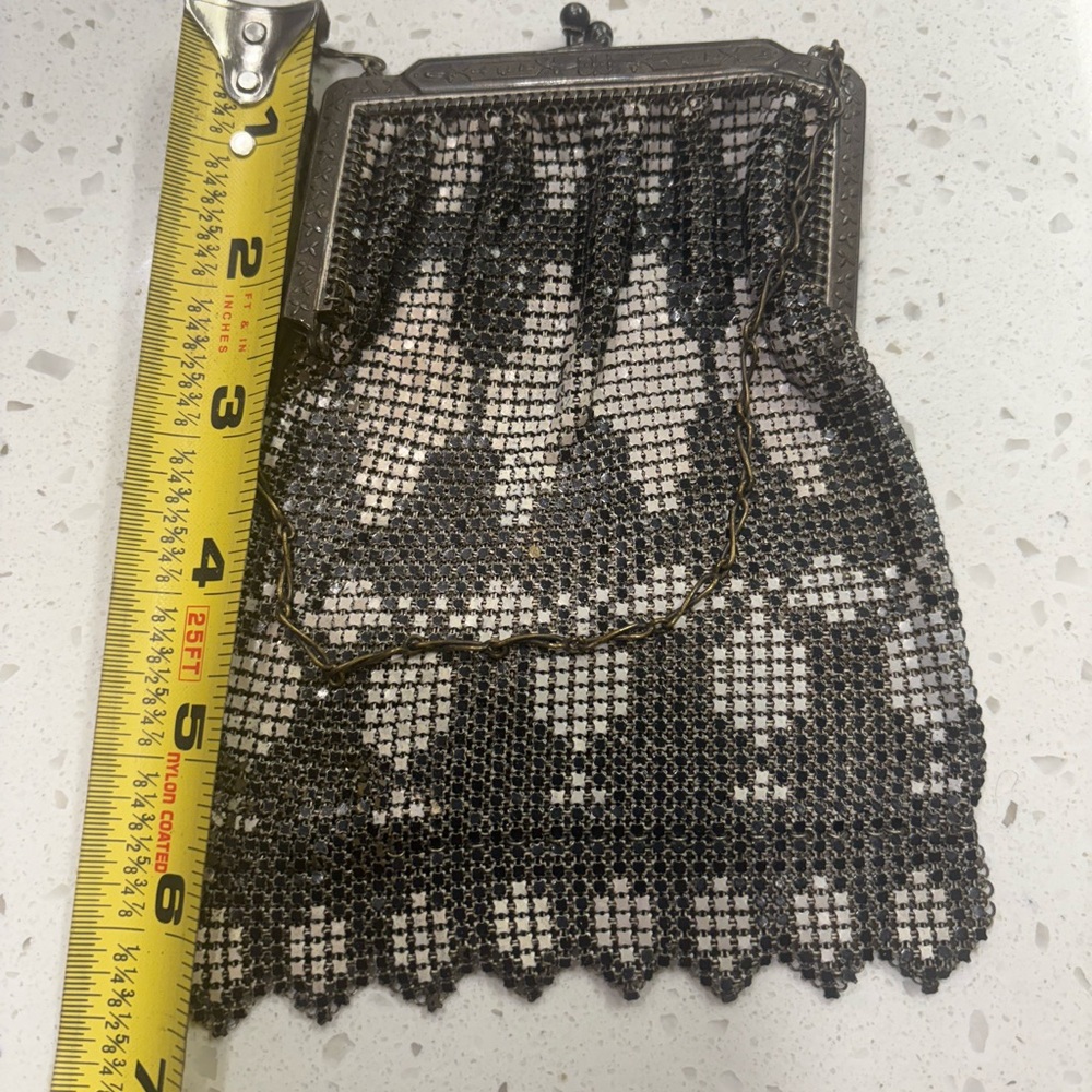 Elegant Antique Gun Metal and Silver Metal Mesh Evening Bag - Picture 14 of 14